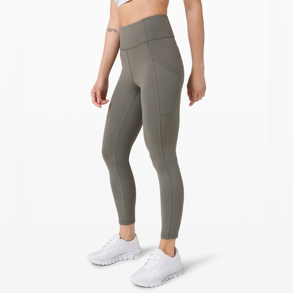 Lululemon invigorate high rise leggings. Grey sage, Size 8,23”